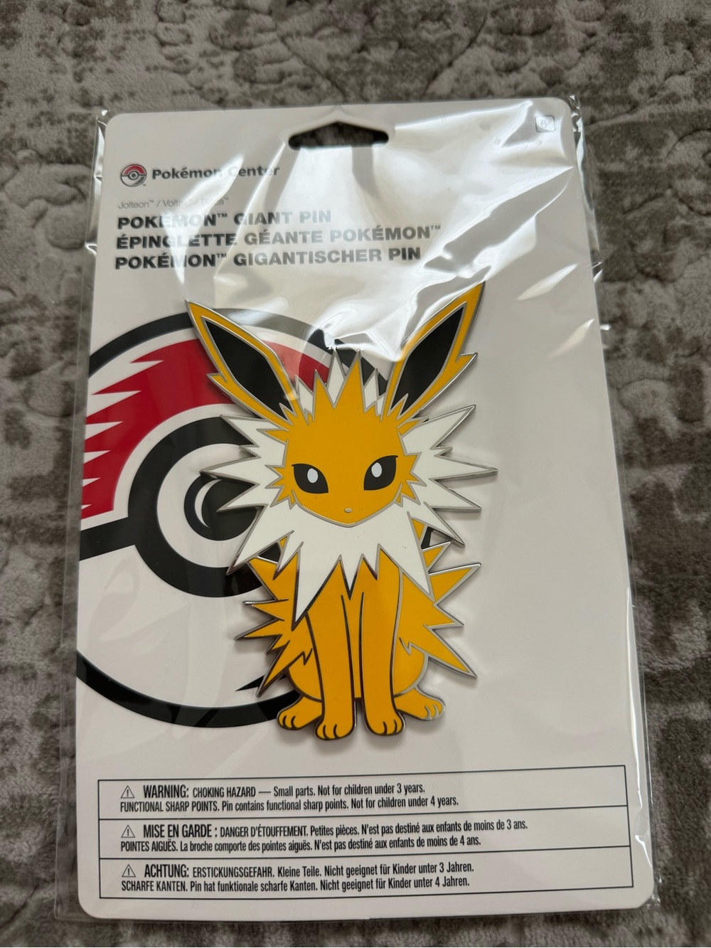 Pokémon Jolteon Giant Enamel Pin - Yellow Collector's Pin BNWT